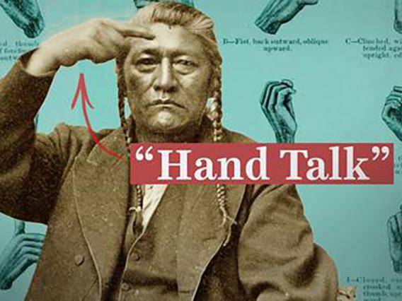 native american doing a hand signal