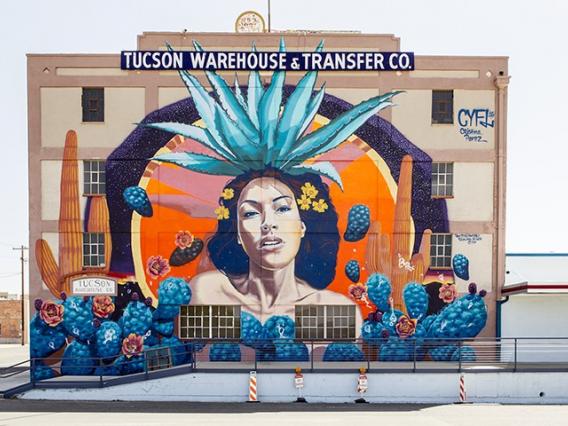 woman agave mural