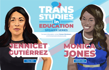 trans speaker series flyer with a picture of jennicet and monica